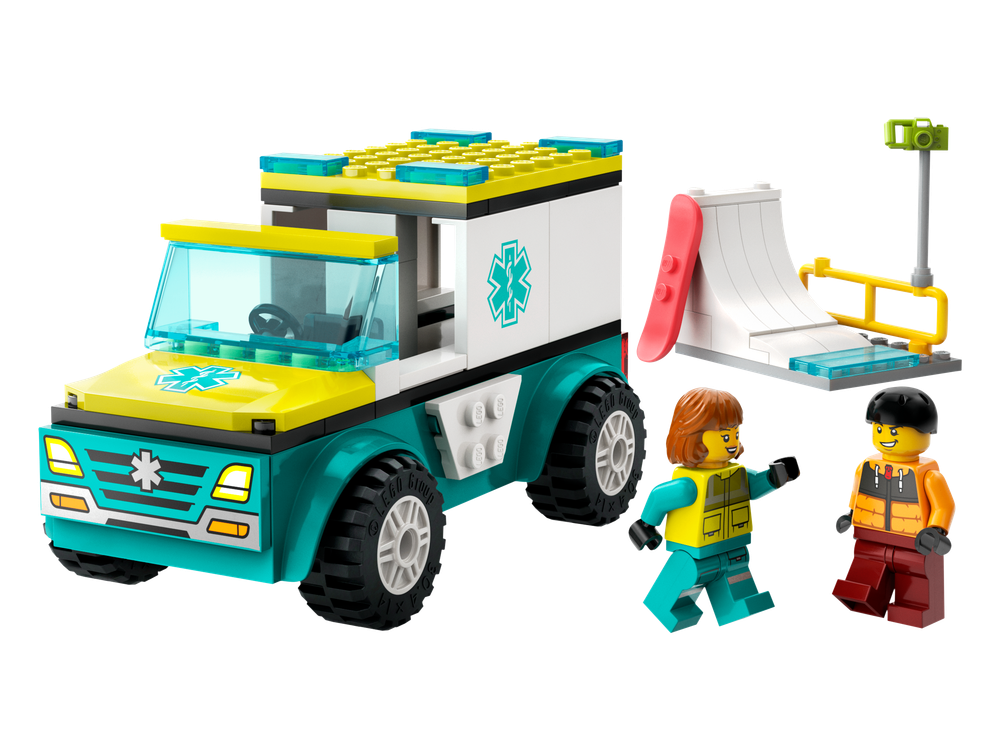 Emergency Ambulance and Snowboarder